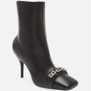 Givenchy G Woven Ankle Boots Women's 36 Black Square Side Zip Closure